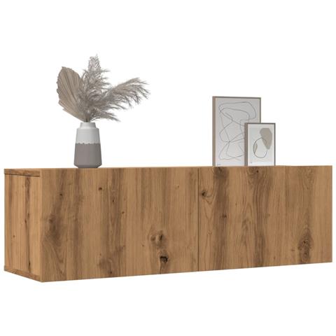 Mobili Tv A Parete 2pz Rovere Artigianale 100x30x30 Cm - Foto 3