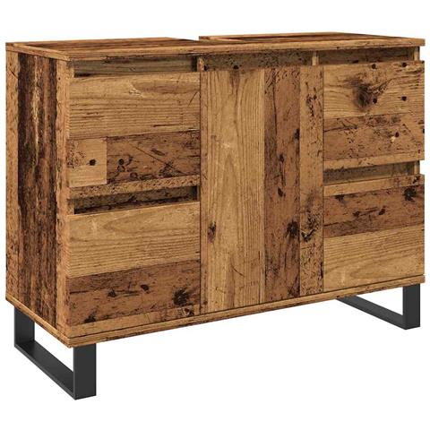 Mobile Da Bagno Legno Antico 80x33x60 Cm In Truciolato - Foto 2