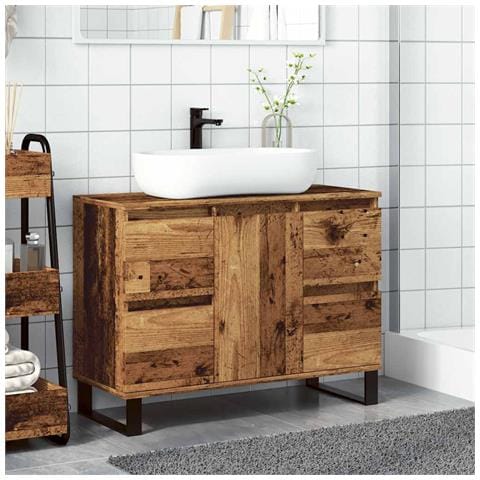 Mobile Da Bagno Legno Antico 80x33x60 Cm In Truciolato - Foto 3