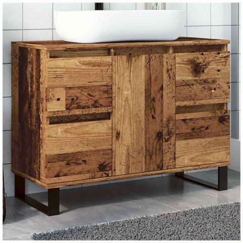 Mobile Da Bagno Legno Antico 80x33x60 Cm In Truciolato - Foto 1