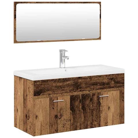 Set Mobili Da Bagno 3 Pz Legno Antico In Legno Multistrato - Foto 2