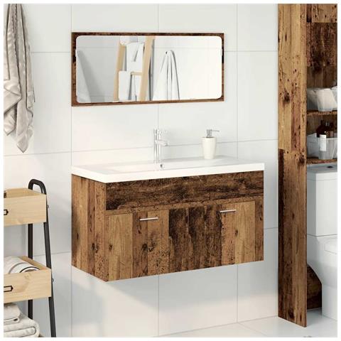 Set Mobili Da Bagno 3 Pz Legno Antico In Legno Multistrato - Foto 3