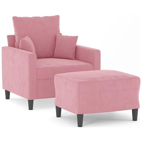 Poltrona Con Poggiapiedi Rosa 60 Cm Velluto - Foto 2