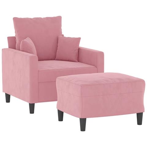 Poltrona Con Poggiapiedi Rosa 60 Cm Velluto - Foto 3