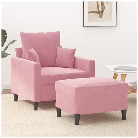 Poltrona Con Poggiapiedi Rosa 60 Cm Velluto - Foto 1
