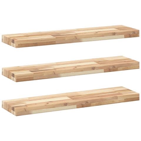 Mensole Da Parete 3 Pz 100x20x4 Cm Legno Acacia Non Trattato - Foto 2