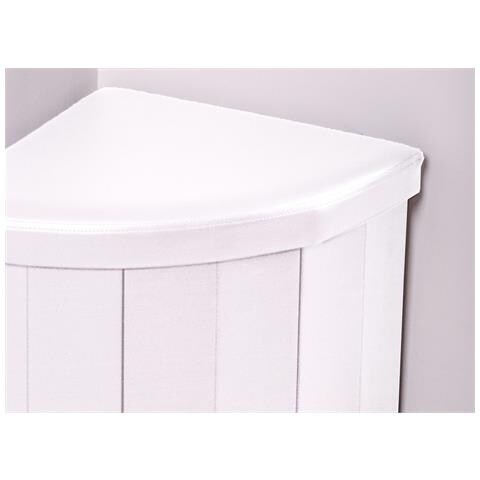 Pouf Contenitore Imbottito Pieghevole In Ecopelle Modello Corner Bianco - Foto 2