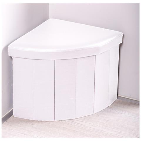 Pouf Contenitore Imbottito Pieghevole In Ecopelle Modello Corner Bianco - Foto 1