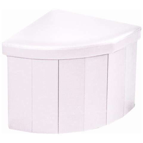 Pouf Contenitore Imbottito Pieghevole In Ecopelle Modello Corner Bianco - Foto 5