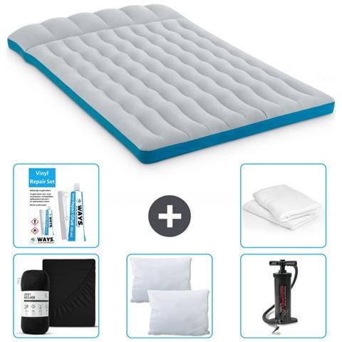 Set Materassino Gonfiabile - 193x127x24 Cm - Blu - Include Accessori Coordinati Cb5 - Foto 1