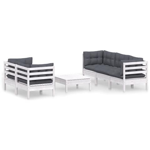 Lusso Casadino -  Set Divani Da Giardino 6 Pz Con Cuscini Antracite Legno Di Pino - Foto 1