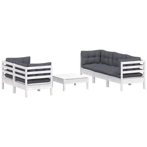 Lusso Casadino -  Set Divani Da Giardino 6 Pz Con Cuscini Antracite Legno Di Pino - Foto 2