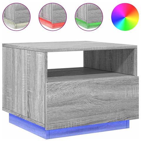 Lusso Casadino -  Tavolino Da Soggiorno Con Luci Led Grigio Sonoma 50x49x40 Cm - Foto 1