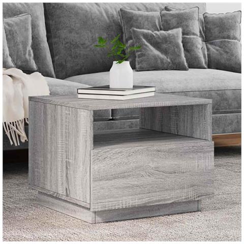 Lusso Casadino -  Tavolino Da Soggiorno Con Luci Led Grigio Sonoma 50x49x40 Cm - Foto 8