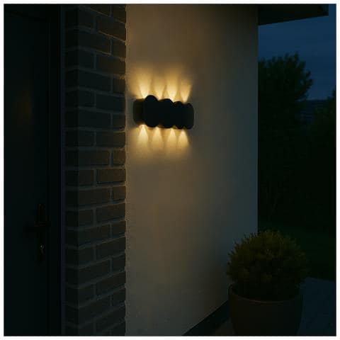 Applique Da Muro Con 8 Led Lampada A Parete Nero Con Luce Bianco Caldo 21x8x3cm - Foto 4