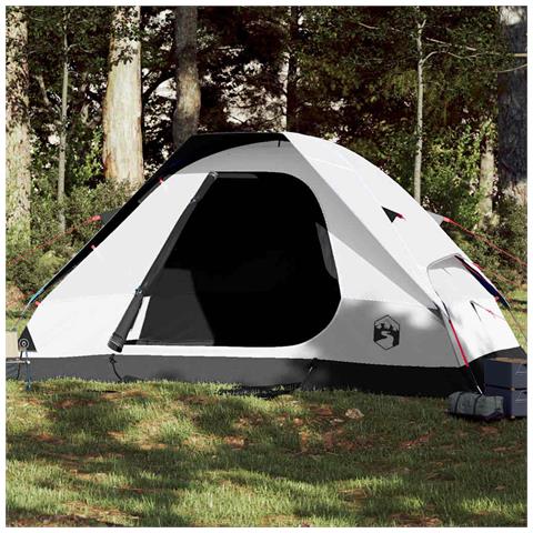Tenda Familiare a Cupola 6 Persone Bianca Tessuto Impermeabile - Foto 1