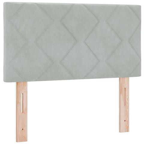 Testiera  Design a Blocchi a Diamante Grigio Chiaro 80 cm in Velluto - Foto 1