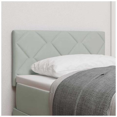 Testiera  Design a Blocchi a Diamante Grigio Chiaro 80 cm in Velluto - Foto 2