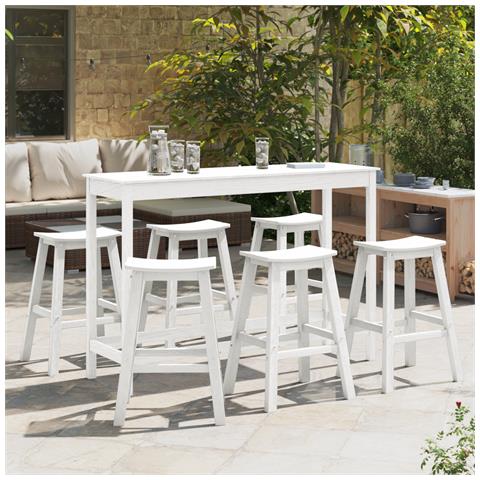 Sgabelli da Bar  9 pz Bianco HDPE, Sgabelli da Bar  2 pz Bianco HDPE - Foto 2