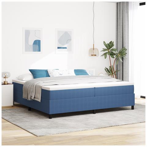 Letto con Box Spring Blu 200x200 cm Tessuto in Corduroy - Foto 2