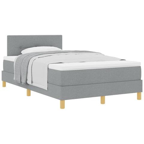Letto con Rete a Molle con Materasso Grigio Chiaro 120x200 cm Tessuto - Foto 1