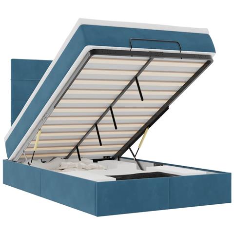 Struttura Letto Pouf con Materassi 120x190 cm Velluto - Foto 1