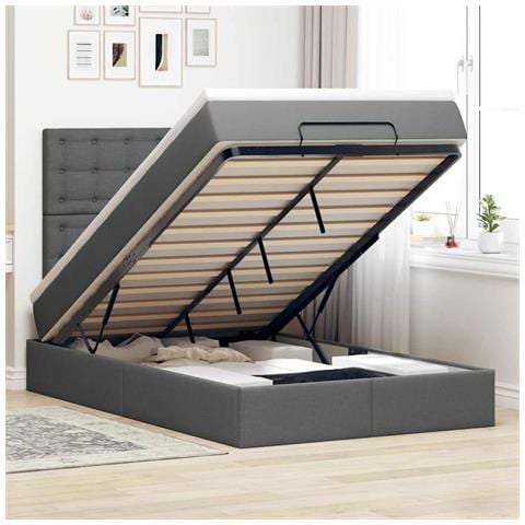 Struttura Letto Pouf con Materasso 120x200 cm in Tessuto - Foto 2