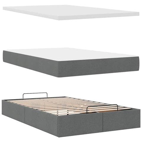 Struttura Letto Pouf con Materasso 120x200 cm in Tessuto - Foto 9