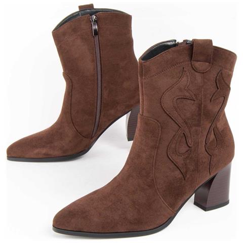Stivaletto Con Tacco Cacera Marrone Marrone Materiale Sintetico E Tessile - Foto 1