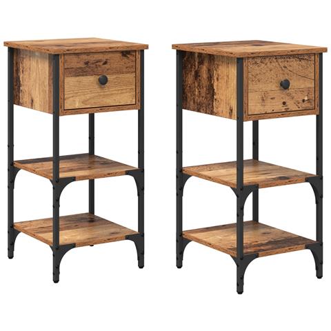 Comodini 2 pcs Legno Vecchio 34x36x70 cm Legno ingegnerizzato - Foto 1