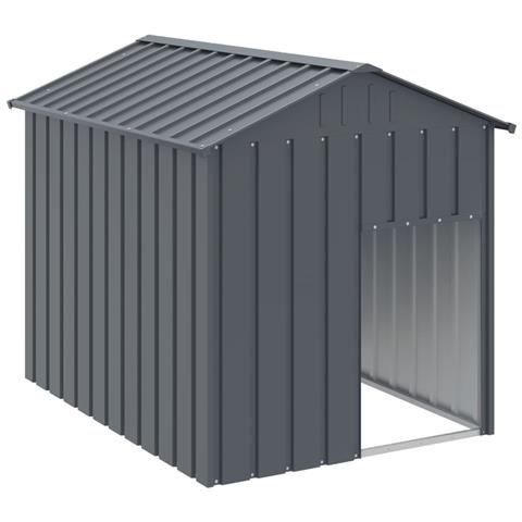 Casetta Cani con Tetto Antracite 117x153x123 cm Acciaio Zincato - Foto 1