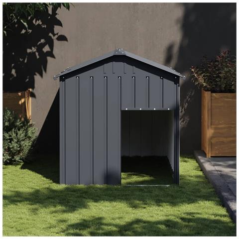 Casetta Cani con Tetto Antracite 117x153x123 cm Acciaio Zincato - Foto 2