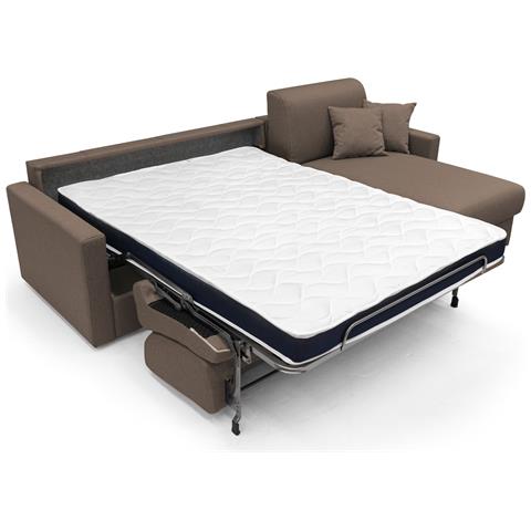 Chris Divano Letto Angolare Con Penisola In Simil Cotone T13 Marrone - Foto 2