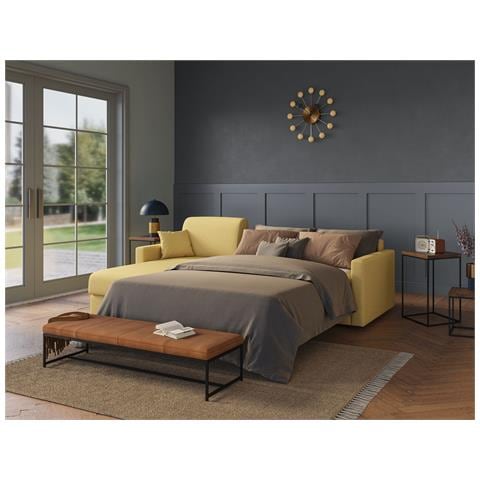 Chris Divano Letto Angolare Con Penisola In Simil Cotone T13 Marrone - Foto 7