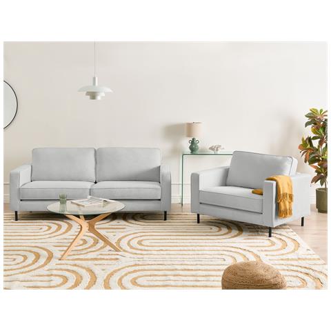 Set Da Salotto 4 Posti Savalen Tessuto Grigio Chiaro - Foto 1