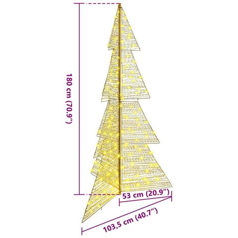 Albero di Natale con 240 LED Bianco caldo 180 cm PET - Foto 8