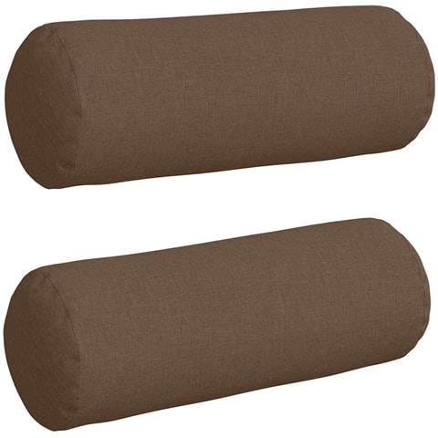 Cuscini a rullo 2 pcs Marrone Ø 25 x 70 cm Tessuto - Foto 1