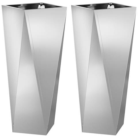 Fioriera 2 pcs Argento 30 x 30 x 75 cm Acciaio zincato - Foto 1