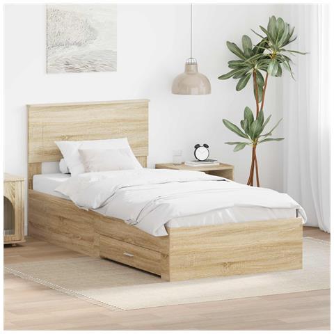 Struttura del letto Rovere Sonoma 90 x 200 cm Legno multistrato - Foto 2