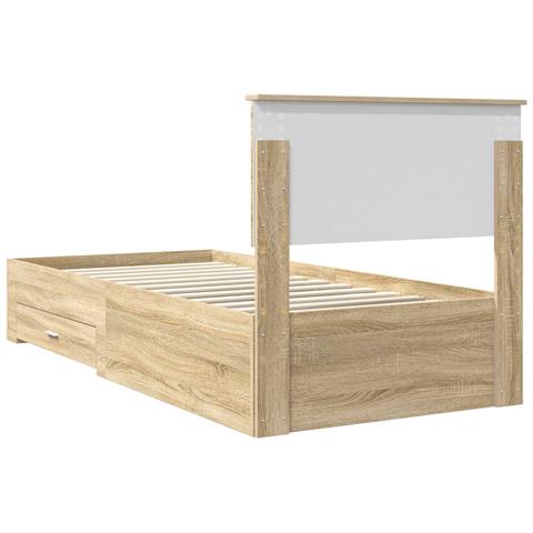 Struttura del letto Rovere Sonoma 90 x 200 cm Legno multistrato - Foto 9