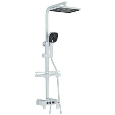 Colonna doccia Blackswan, tipo M230, modello bianco, con 3 vie, termostato, doccetta tipo SPA e bocca mobile nascosta, misura 116 cm - Foto 1
