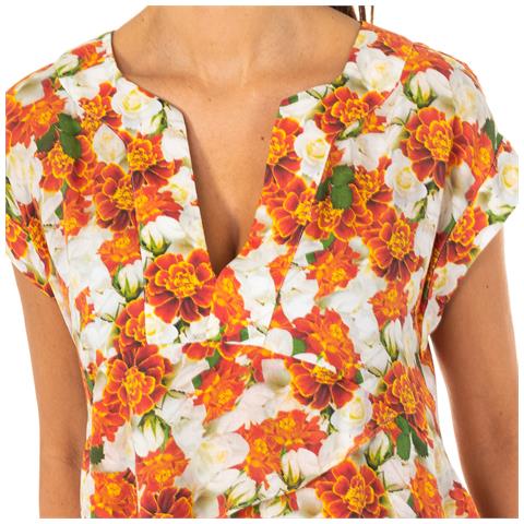 Abito Da Donna Ampio Scollo A V A Maniche Corte Lwd008 - Foto 2