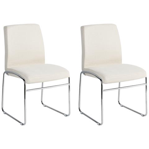 Set Di 2 Sedie Da Pranzo Lecco Tessuto Beige Chiaro - Foto 2