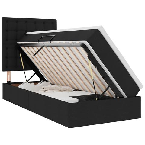 Letto con contenitore e materasso Nero 90 x 200 cm Poliestere - Foto 1