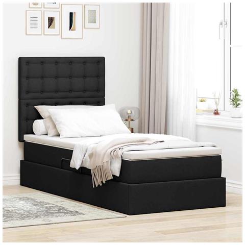 Letto con contenitore e materasso Nero 90 x 200 cm Poliestere - Foto 2