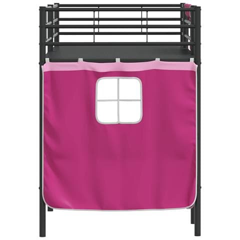 Struttura del Letto Loft per Bambini con Tendine Nero e rosa - Foto 9