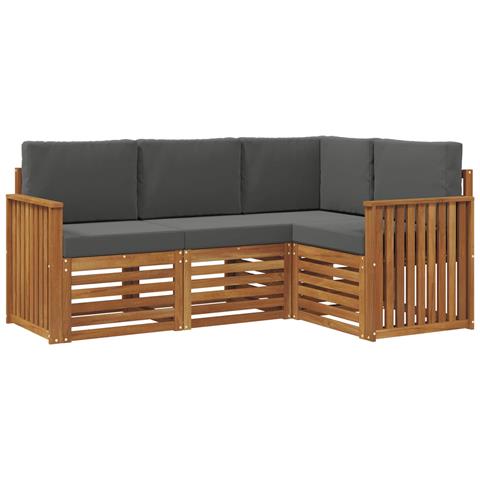 Set divani 4 pcs Naturale e Antracite Legno di Acacia Massello - Foto 1