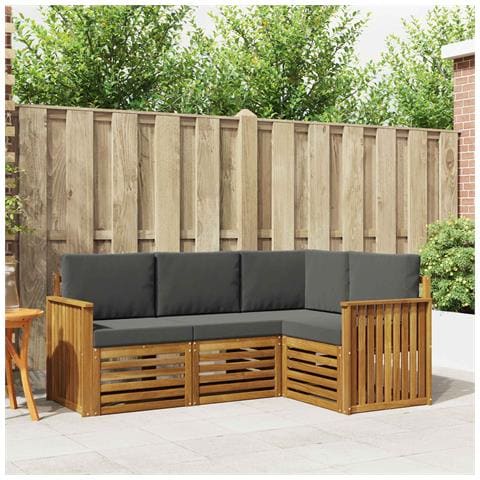 Set divani 4 pcs Naturale e Antracite Legno di Acacia Massello - Foto 2