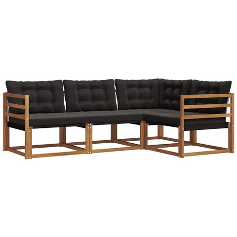 Set di divani con cuscino 4 pcs Naturale e Nero - Foto 1