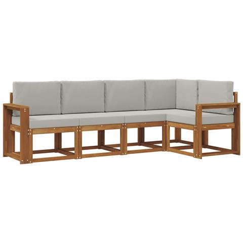 Set di divani con cuscino 5 pcs Grigio Naturale e Chiaro - Foto 1